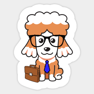 Funny poodle is on the way to work Sticker